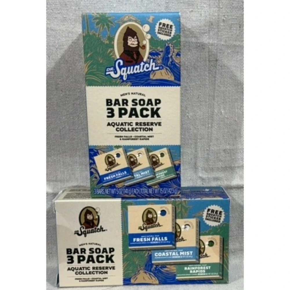 Dr. Squatch Men's Natural Bar Soap 3 Pack Aquatic Reserve Collection 2 Boxes